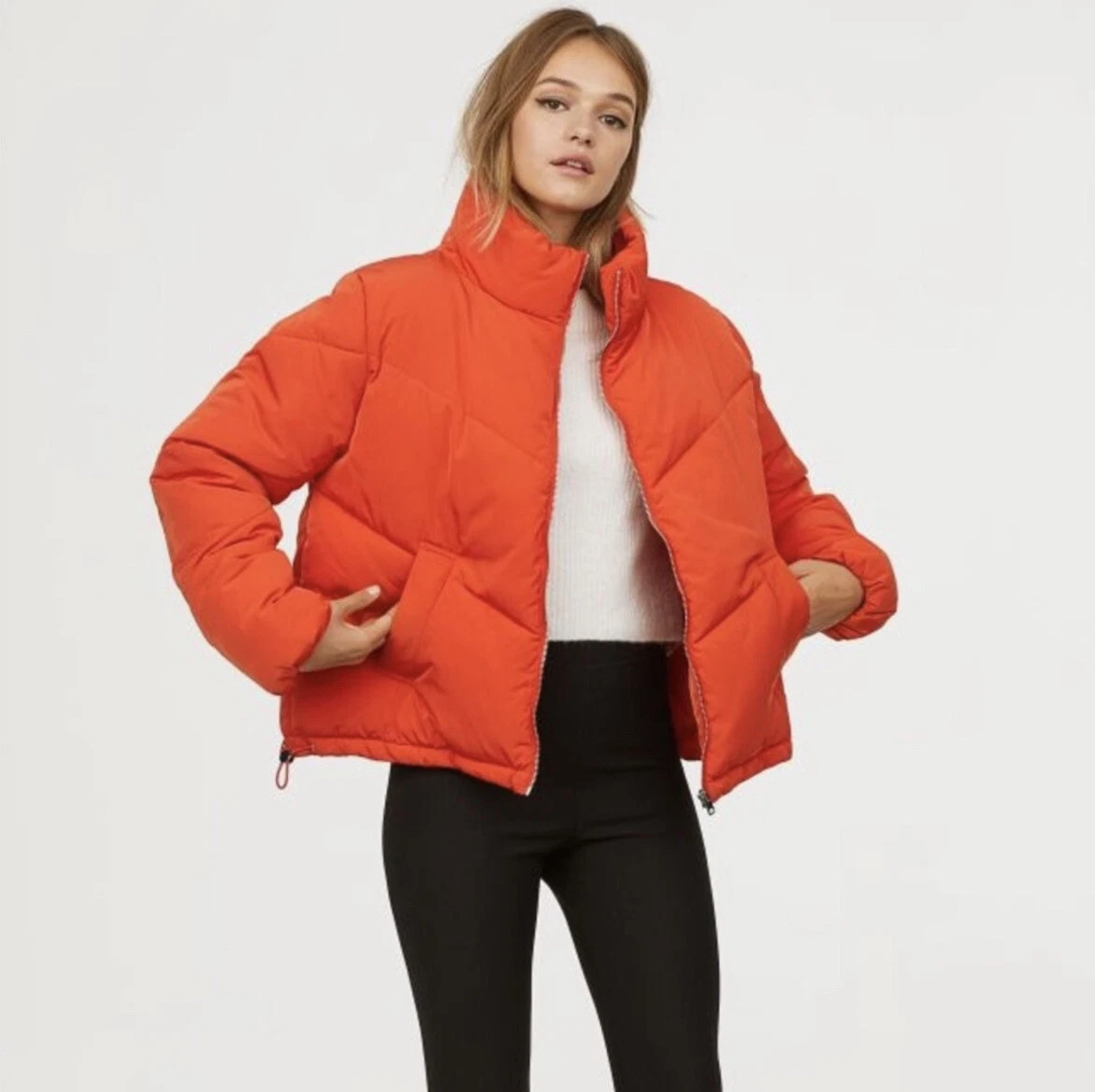 Orange puffer jacket clearance h&m