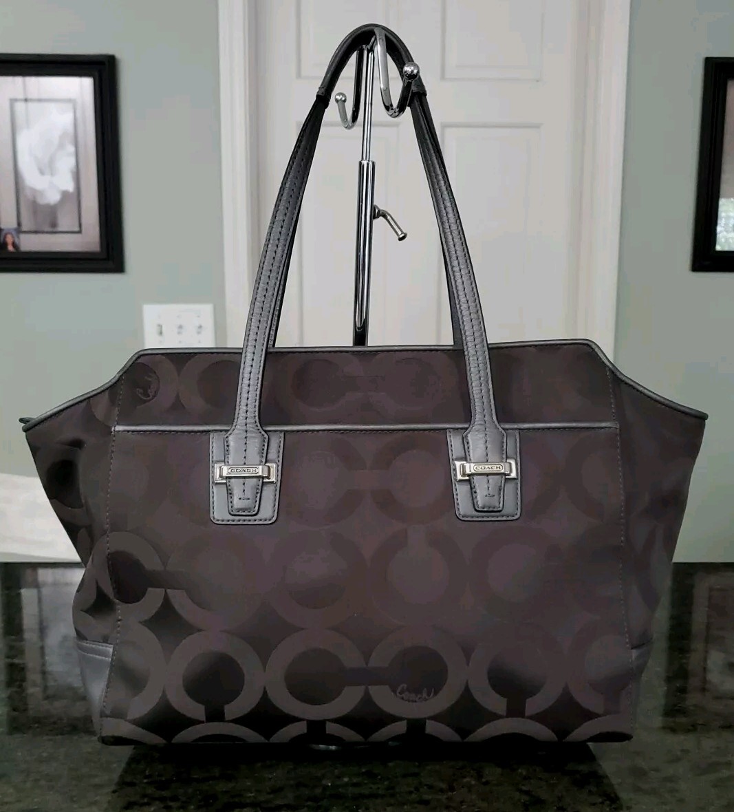 Signature COACH Taylor Op Art Alexis Carry-All Tote Handbag F25501