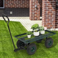 38" Garden Carts Yard Dump Wagon Cart Lawn Utility Cart Outdoor Heavy Duty Green