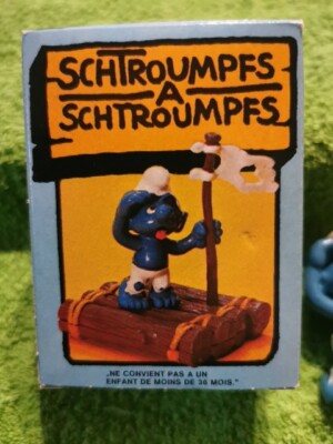 4.0246, Schleich, Super Schlumpf, Schlümpfe, Schlumpf mit Floß, Alte OVP 
