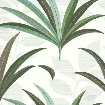 Wallpaper Designer El Morocco Palm Green Gold Gray Black on White 60 sq ft Bolt