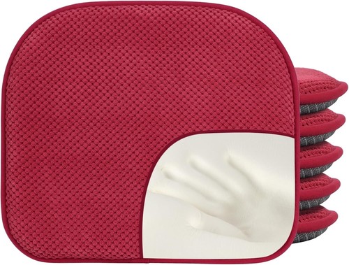 Red Memory Foam Chair Pads, 6 Pack D-Shaped Seat Cushions for Dining Office C...