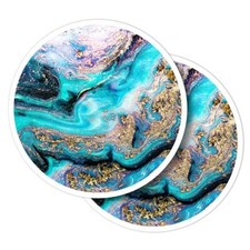 2x Vinyl Stickers Blue Teal Ink Art Marble Effect #52669