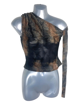 Glamour Babe Brown Rustic Chiffon Crop Top Women s UK Size 8