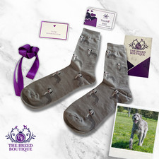 IRISH WOLFHOUND DOG PRINT SOCKS UNISEX ONE SIZE FIT  UK 5 - 11 EU 38 - 46