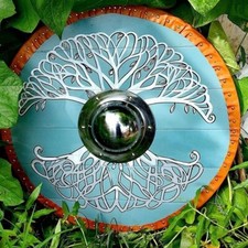 Viking Wooden Round Shield 24  With Tree of Life Pattern Medieval Shield Design