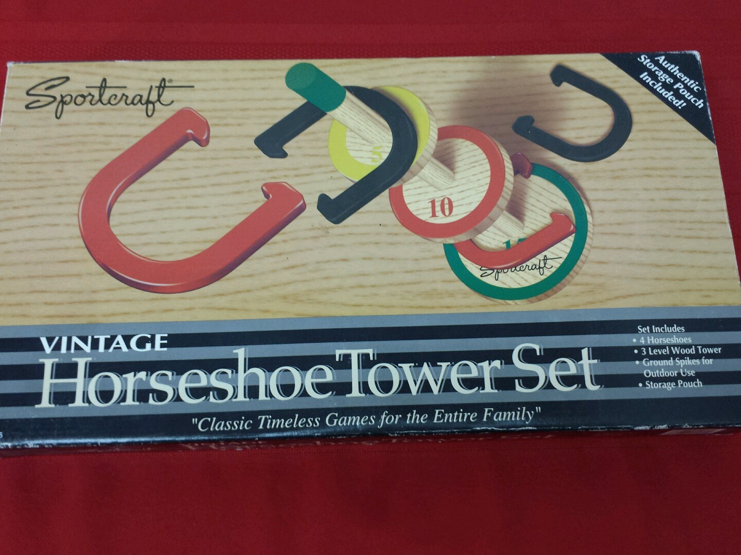 Vintage Horseshoe game Horseshoe Tower Set From Sportcraft Wood Target