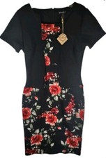 Mmondschein Women's Size 2XL Black with Red Floral Pencil Dress