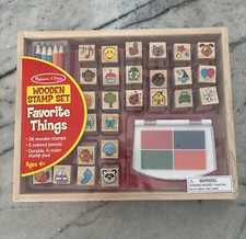 Melissa  Doug Wooden Stamp Set Favorite Things 26 Wooden Stamps and Stamp Pad