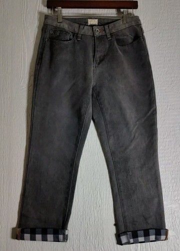 VTG Weatherproof Slim Straight Fit Jeans Plaid Flannel Lined Grey W8 28x30