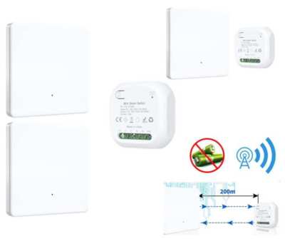 230V Wireless Wall Switch Set 433Mhz Remote Control Light Button White German