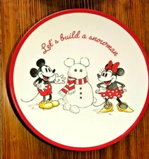Mickey Mouse Holiday Christmas Pottery Barn kid Plate party Snowman Disney ,