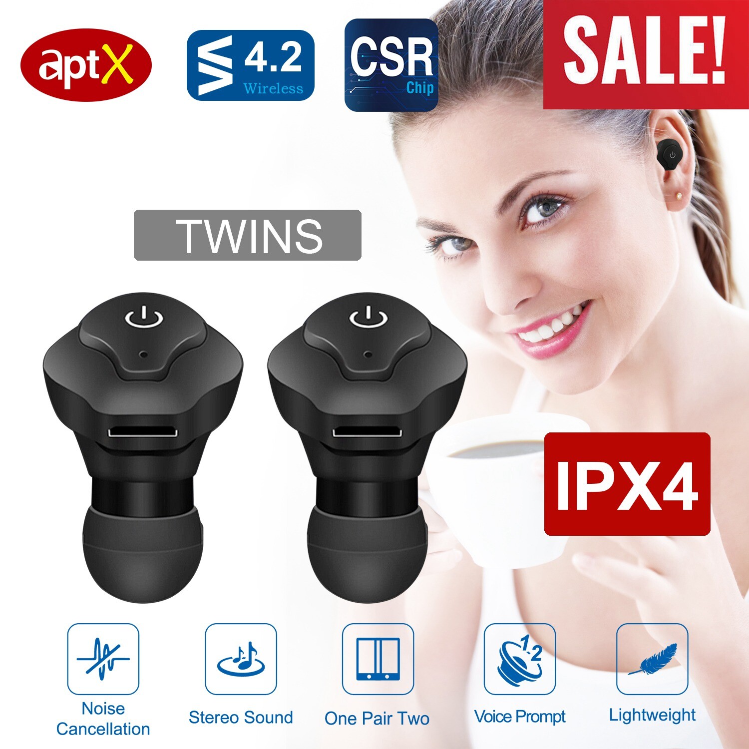 Mic True Bass Stereo In-ear Tws Earphones Us Seller