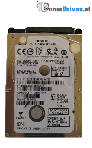 Hitachi  Z5K320-320 - 627985-001- 320 GB - SATA - 220 0A90269 01 Rev.*