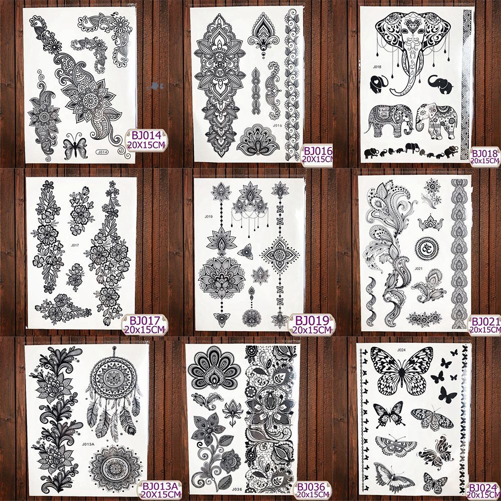 21x15cm Waterproof Henna Temporary Tattoo Sticker Body Art Arm Leg