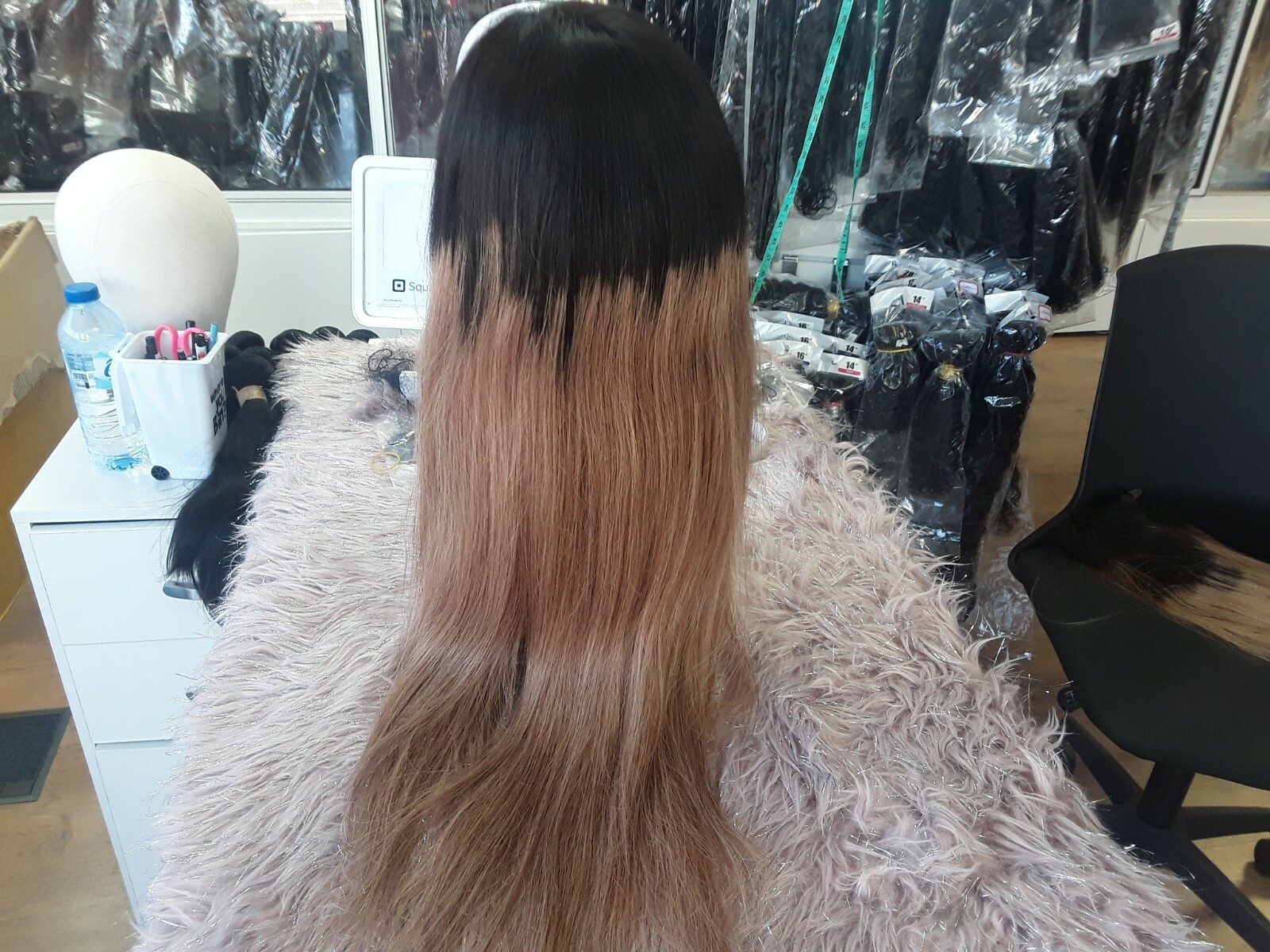 24INCH BRAZILIAN GLUELESS  FULL LACE WIG 150% DENSITY STRAIGHT 1B/30# OMBRE 12A#