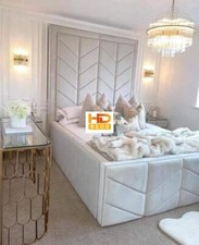 Special Leaf High Headboard Bed With/Without Ottoman Gas Lift Storage in Sale!!!