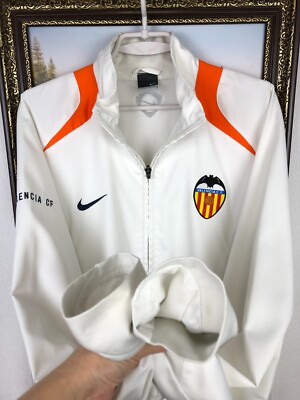 Vintage Nike Valencia Football Jacket Soccer Track Top White Mens