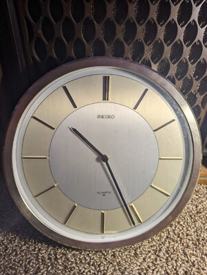 Original Vintage Retro SEIKO Wall Clock. Gold & silver