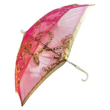 Fuchsia Silk Sequined Child Sized Parasol 16.5in x 20.5in