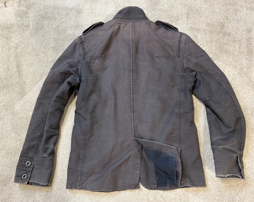 FIRETRAP Hombres Chaqueta Algodón Gris Pizarra Cremallera Popper Abrigo Envejecido Talla XL Foto 4 de 4