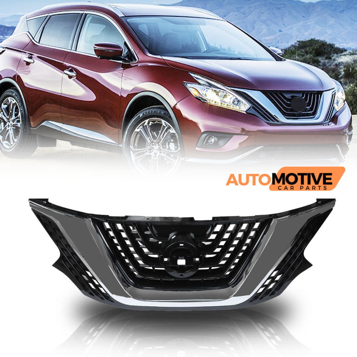 For 2015-2018 Nissan Murano Front Bumper Grill Chrome Black