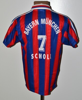 BAYERN MUNCHEN 1995/1997 HOME FOOTBALL SHIRT #7 SCHOLL ADIDAS SIZE S ADULT