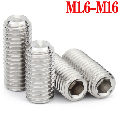 M1.6 M2 M2.5 M3 M4 M5 M6-M16 Allen Key Grub Screws Cup Point Screws A2 Stainless