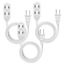 DEWENWILS 3 Pack 3FT Outlet Extension Cord with Flat Plug,  16 AWG SPT-2 Power