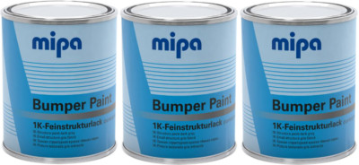 3x MIPA 1K Stoßstangenlack dunkelgrau 1L strukturiert direkt auf Kunststoff einfache Anwendung