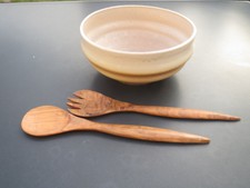 Keramik Salatschüssel mit Beteck