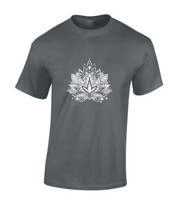 LOTUS MANDALA HERREN T-SHIRT NAMASTE YOGA BUDDHISMUS YIN YANG MODE RETRO TOP