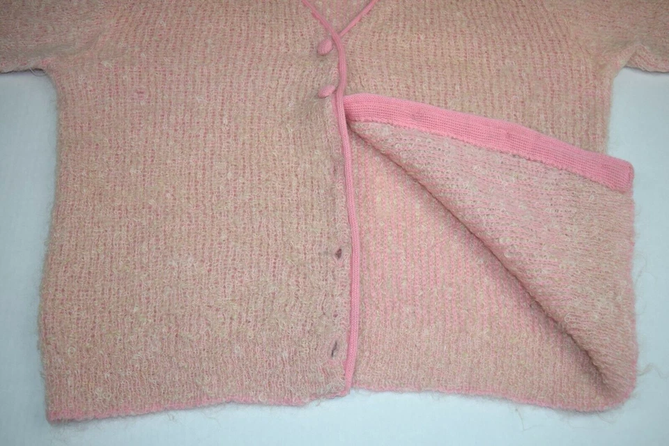 Cárdigan Suéter Sheridan Vintage Mohair Talla M Años 60 Rosa Difuso Cobain Especial Foto 4 de 4