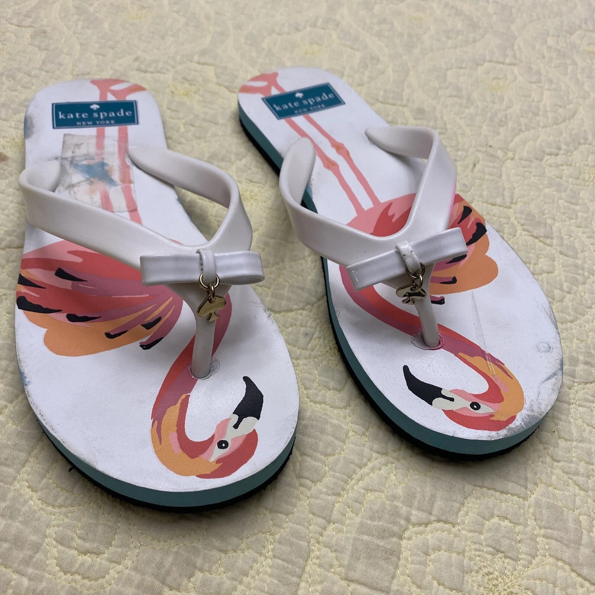 Kate spade flip flops flamingo clearance