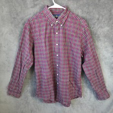 Ralph Lauren Shirt Men Large Red Tartan Plaid Button Down Long Sleeve