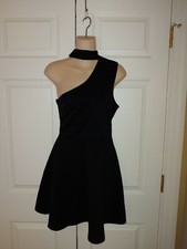 New Women Asos Solid Little Black One Shoulder Fit and Flare Dress Size 6