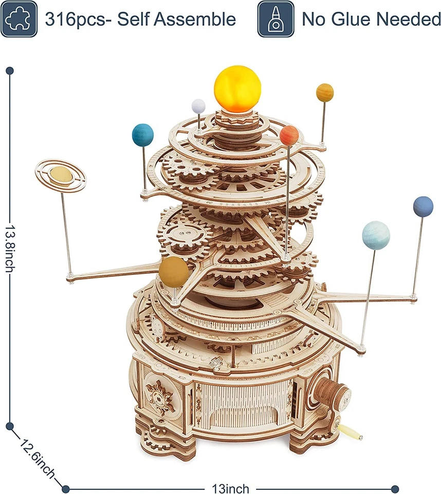 ROKR Sistema Solar Giratorio Orrery 3D Madera Puzzle Construir Modelo Kit para Adolescentes Niños Foto 3 de 4