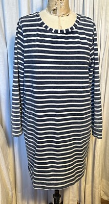 Jane&Delancey Womens Blue/white L Sleeve Shift Dress Sz L Pre-owned 