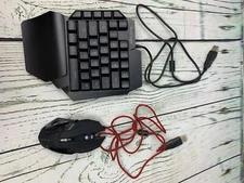 One Hand RGB Gaming Keyboard and Backlit Mouse Combo USB Wired Rainbow Letters