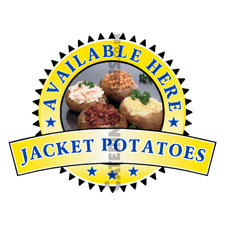 Jacket Potato Sold Here Sticker Yellow - Catering Sign Window Cafe Ice Cream Van