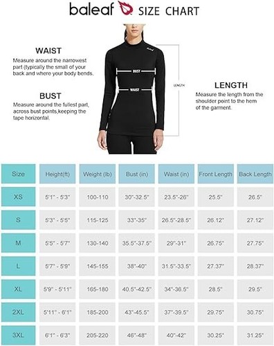 Baleaf Shirt Womens M Black Fleece Thermal Mock Neck Long Sleeve Running Outdoor - Picture 2 of 6
