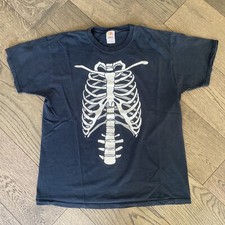 Vintage Skeleton Chest Shirt Black Faded Anatomy Bones Glow In Dark 90s Misfits
