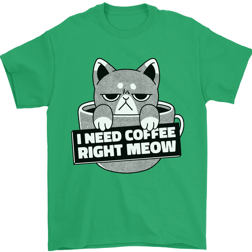 Katze I Need Kaffee Rechts Meow Lustig Herren T-Shirt 100% Baumwolle - Bild 57 von 107