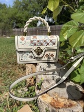 Embroidered Top Handle Handbag Vintage Style Mini Purse
