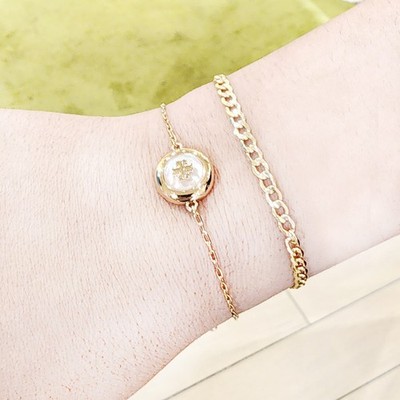 Authentic Tory Burch 18K Gold Plated Mother of Pearl Slider