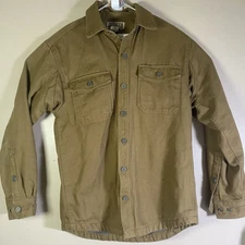 Duluth Hanger Bender Fire Hose Shirt Jac Men's Small  Brown Lined Snap Button