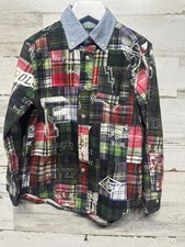 Polo Ralph Lauren Button Down Shirt Boys 5 Multicolor Patchwork Plaid EUC