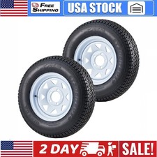 2pack St205 75d14 Tire St20575d14 Trailer Tires With 14 Rims 5 Lug On 4.5