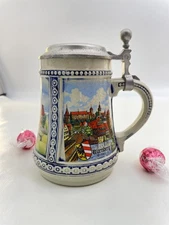 Gerzit Gerz Original Hand Made Beer Stein Tankard Pewter Lid West Germany