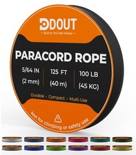 DDOUT 2mm Paracord 100lb, Thin Micro Paracord Rope, Black 125FT Nylon Cord fo...